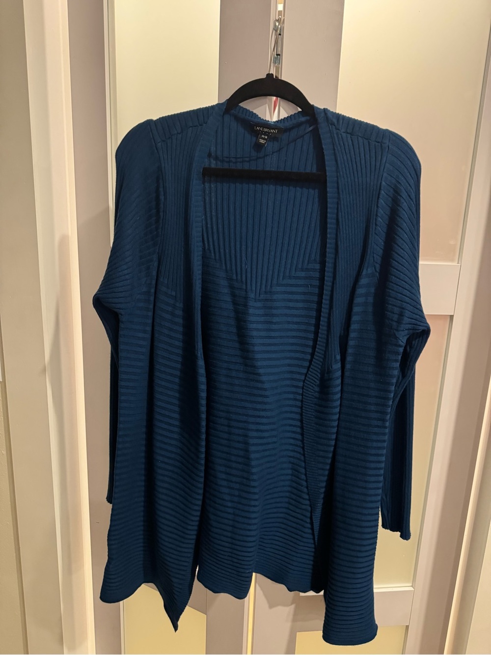 Lane Bryant Deep Teal Ribbed Open-Front Cardigan